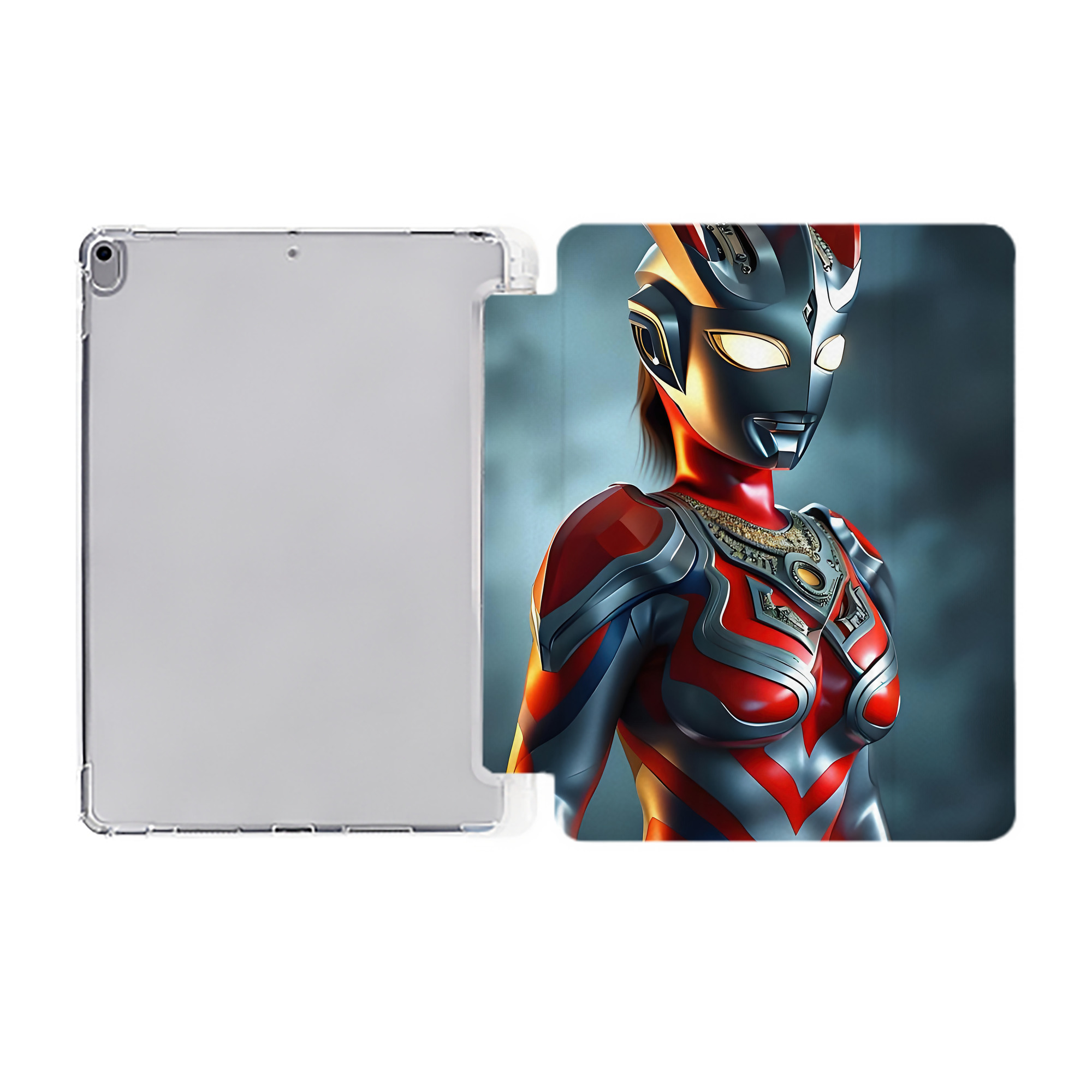 （画像用） ウルトラマン Ultraman IPad ケース ペン収納付き 三つ折りスタンド PUレザー×シリコン 対応機種9.5/10.5/10.9インチ